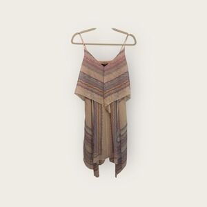 BCBGMAXAZRIA Dress XXS Multicolor Print Silk Chiffon Sheer Layered Mini